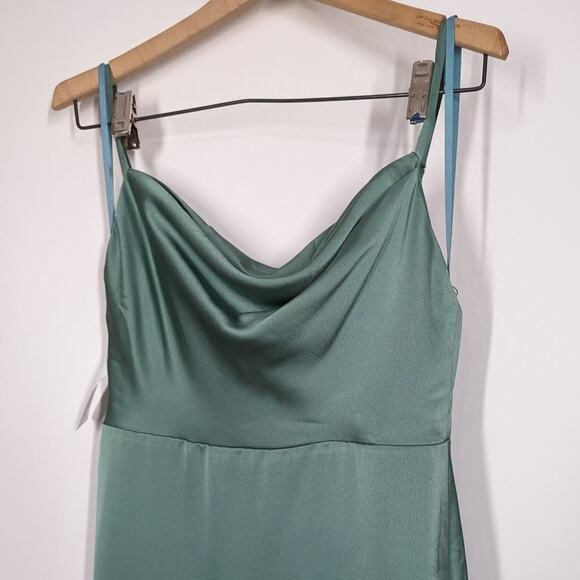 Fame and Partners Strappy Draped Rosabel Gown Green Maxi Dress Size 4 US - Picture 5 of 12